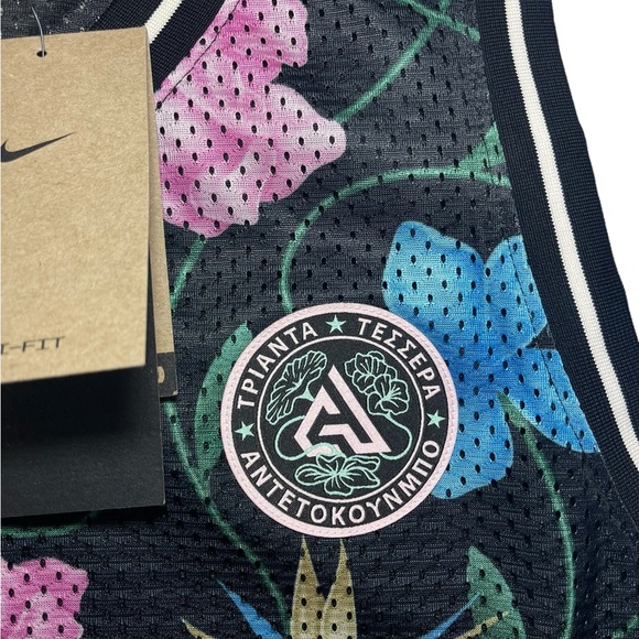 Nike Dri-Fit NBA Giannis Freak Jersey Tank Black Floral Basketball Medium Tall - Picture 9 of 16